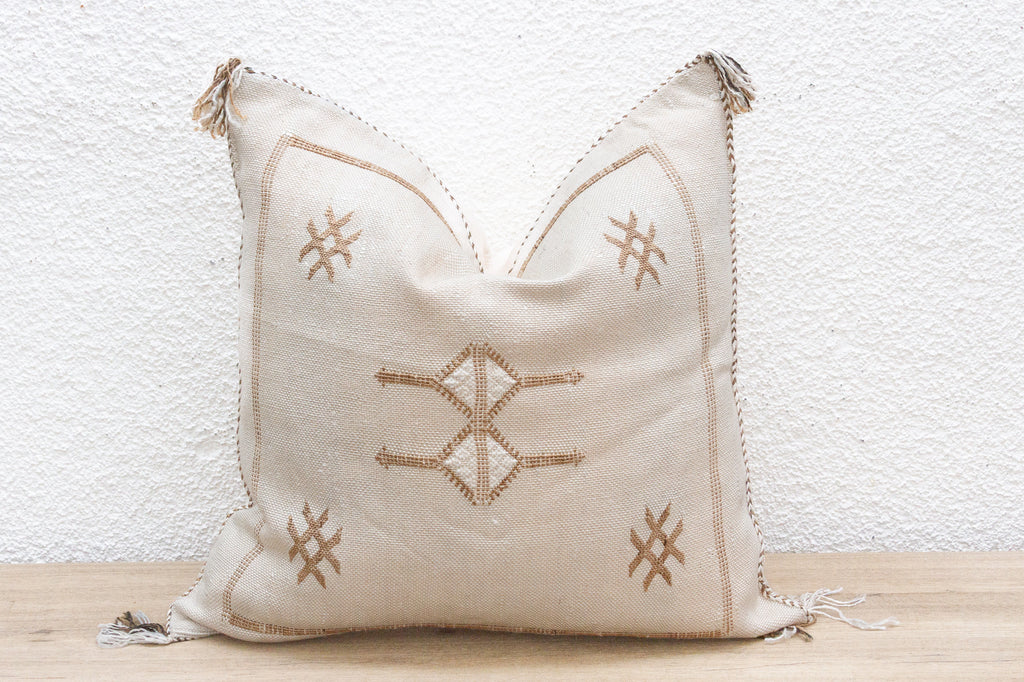 White Kasbah Silk Rug Pillow