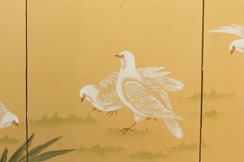 Vintage Japanese Kacho-ga Painted Folding Screen (Trade)