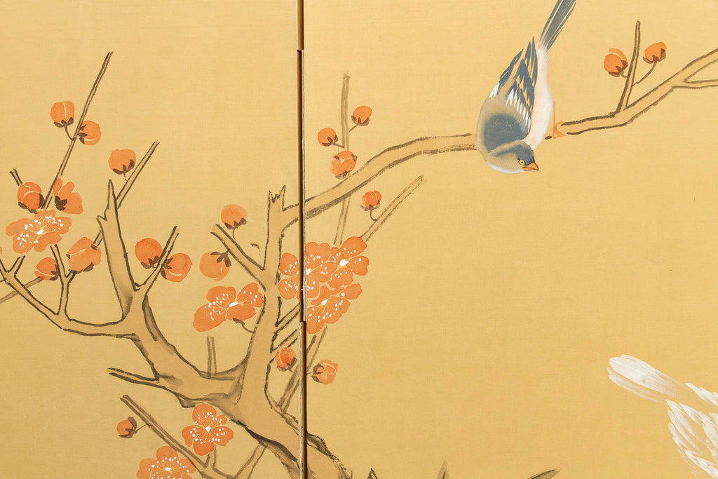 Vintage Japanese Kacho-ga Painted Folding Screen (Trade)