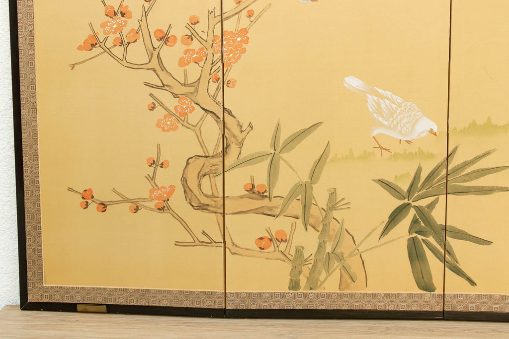 Vintage Japanese Kacho-ga Painted Folding Screen (Trade)