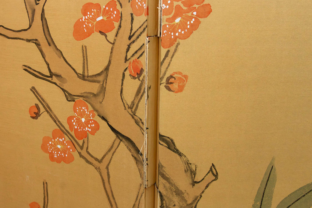 Vintage Japanese Kacho-ga Painted Folding Screen (Trade)