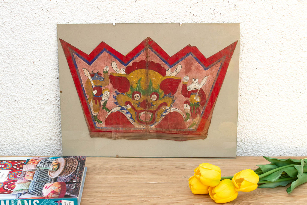 Vintage Tibetan Ceremonial Guardian Painting (Trade)