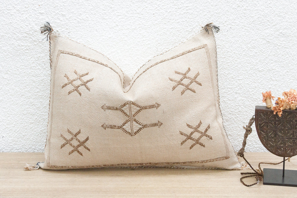 White Mirage Silk Rug Lumbar Pillow