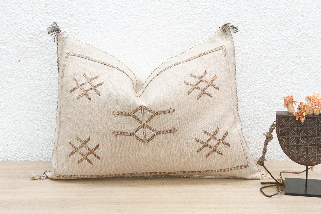 White Mirage Silk Rug Lumbar Pillow