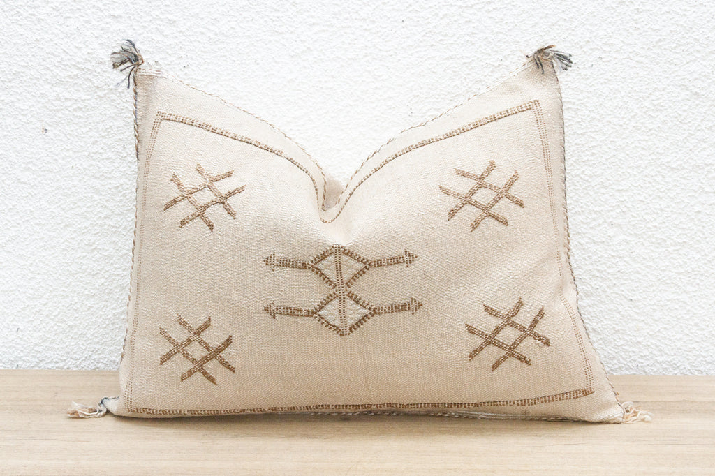 White Mirage Silk Rug Lumbar Pillow