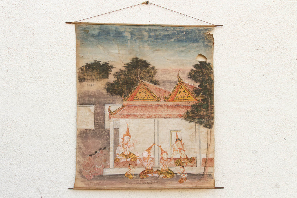 Antique Vessantara Thai Scroll Painting