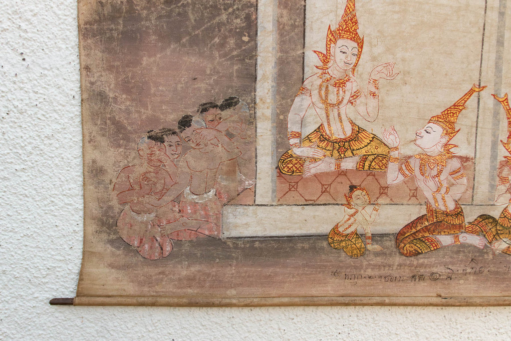 Antique Vessantara Thai Scroll Painting