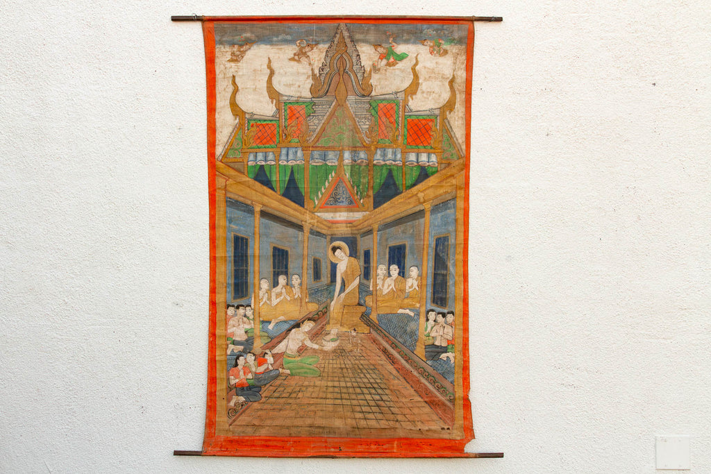 Monumental Antique Thai Temple Scroll (Trade)