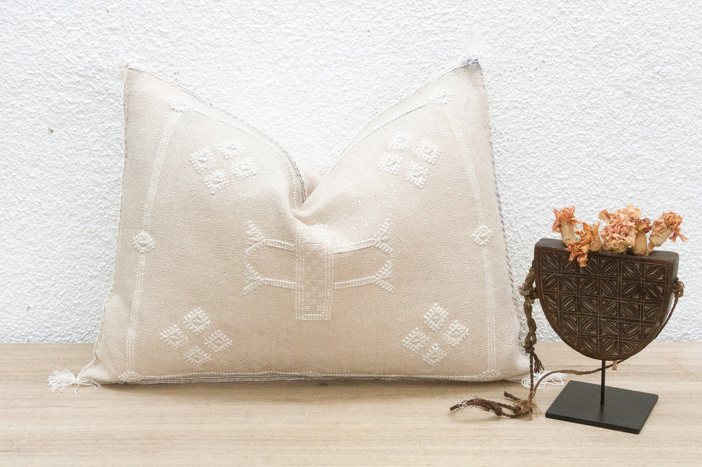 Vintage Almond Silk Rug Lumbar Pillow