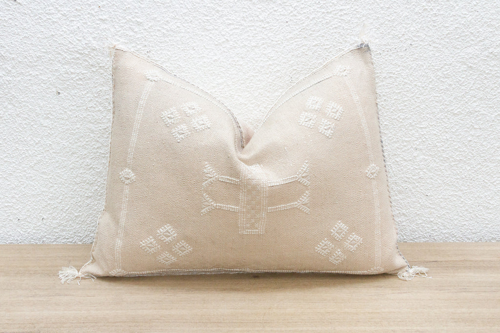 Vintage Almond Silk Rug Lumbar Pillow