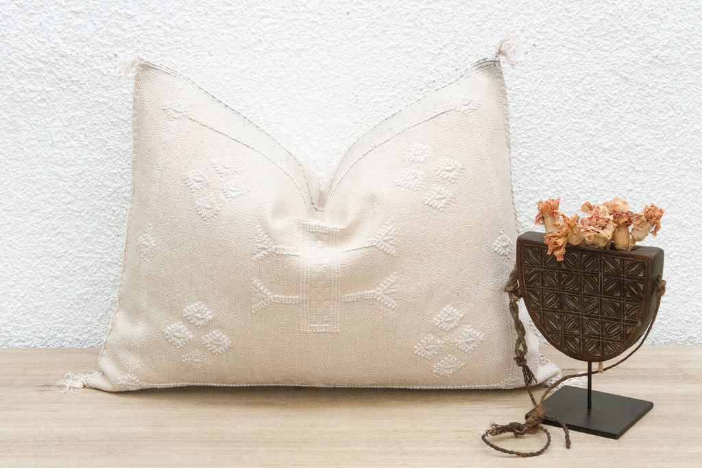 Chalk White Silk Rug Lumbar Pillow