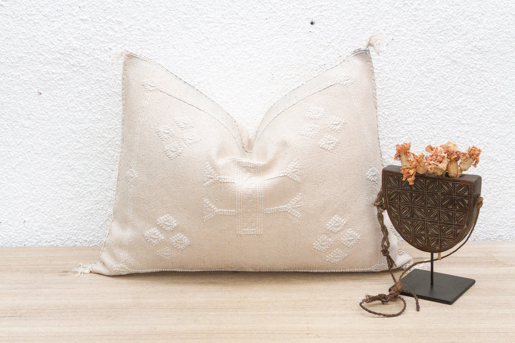 Chalk White Silk Rug Lumbar Pillow
