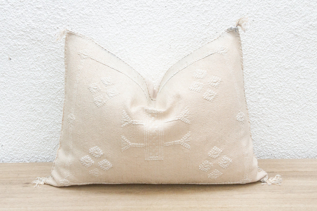 Chalk White Silk Rug Lumbar Pillow