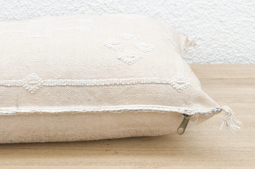 Chalk White Silk Rug Lumbar Pillow