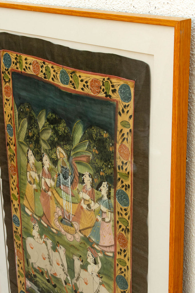 Sacred Pasture, Framed Vintage Pichwai Painting (Trade)