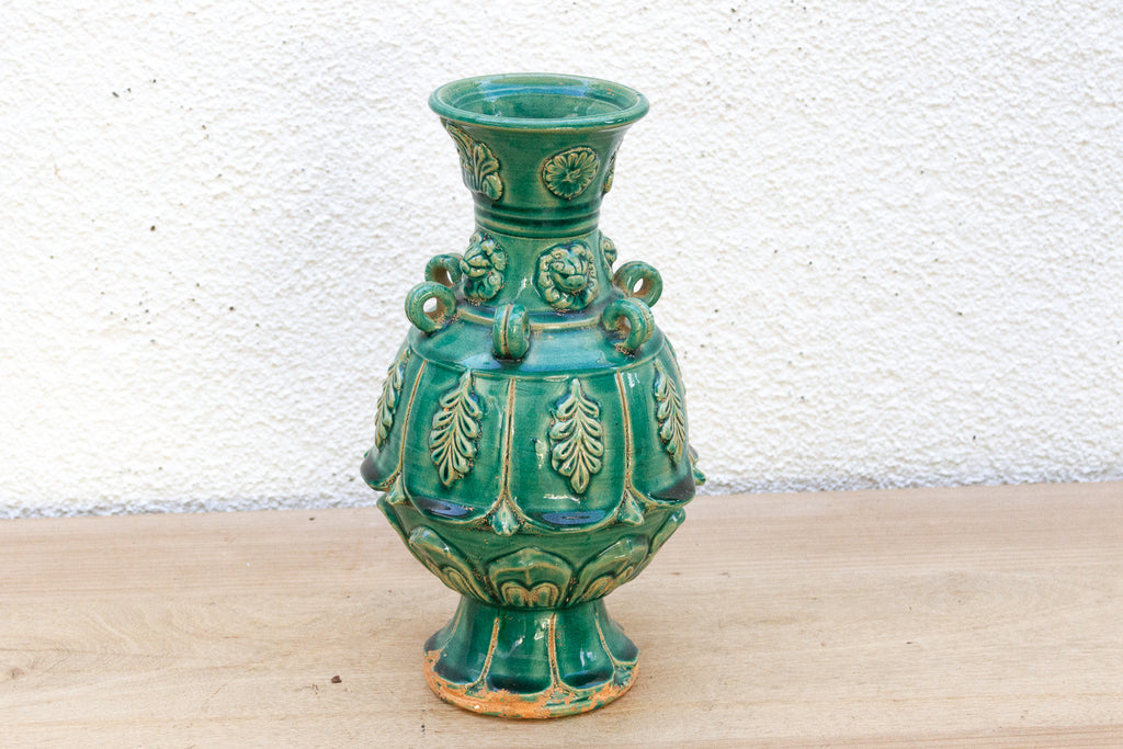 Antique Emerald Green Chinese Sculpture Vase