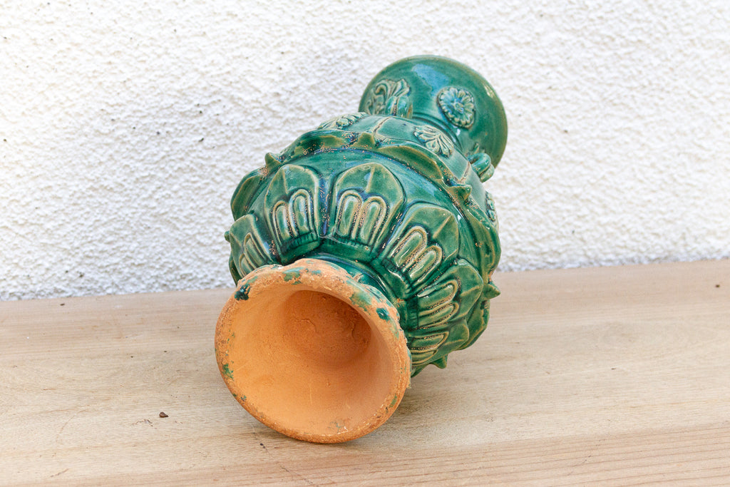 Antique Emerald Green Chinese Sculpture Vase