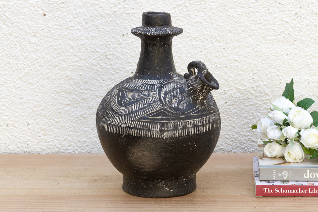 Zoomorphic Peruvian Chimu Blackware Vessel