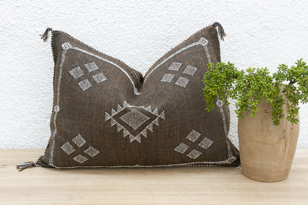 Souk Noir Silk Rug Lumbar Pillow