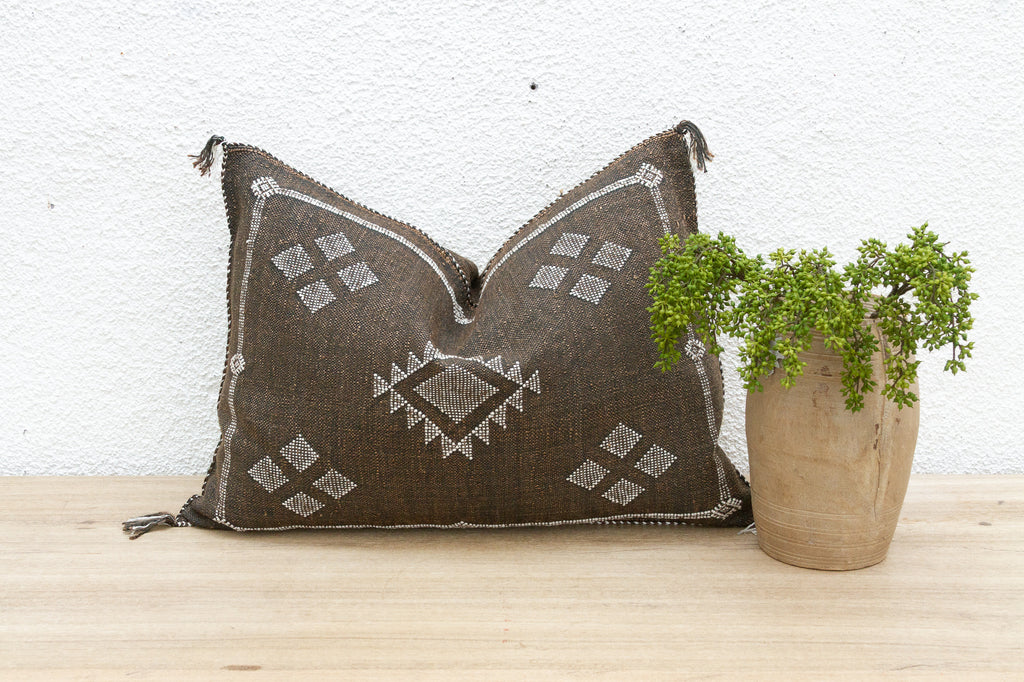 Souk Noir Silk Rug Lumbar Pillow