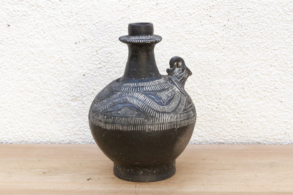 Zoomorphic Peruvian Chimu Blackware Vessel