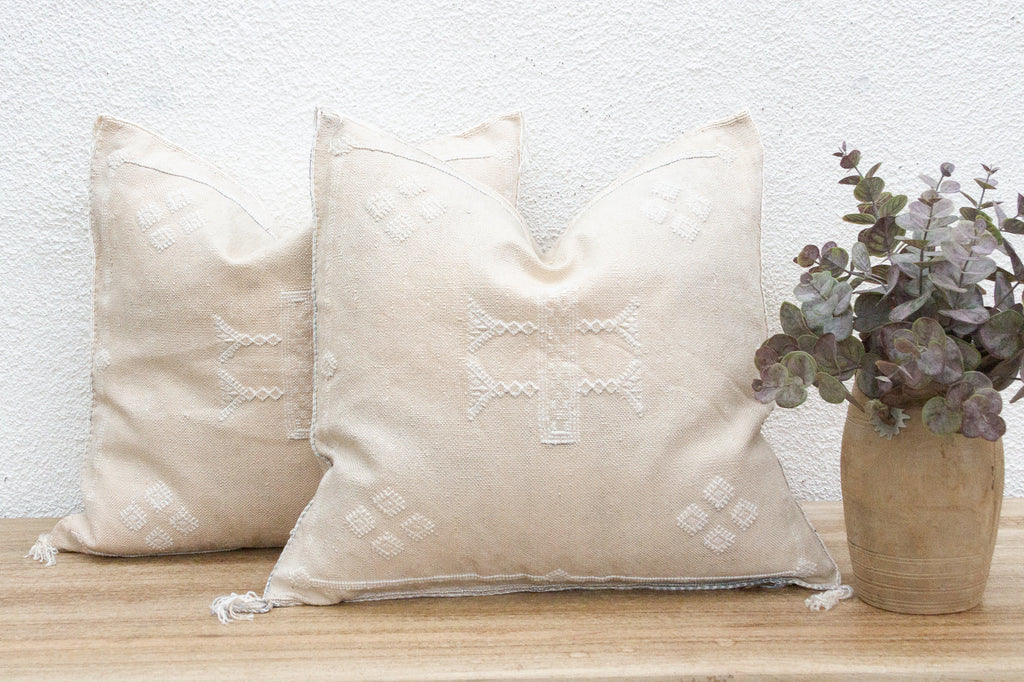 Pair of Large Silk Pearl Plaster Pillows (Trade)