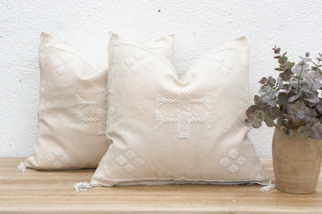 Pair of Large Silk Pearl Plaster Pillows (Trade)