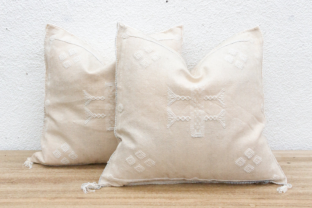 Pair of Large Silk Pearl Plaster Pillows (Trade)