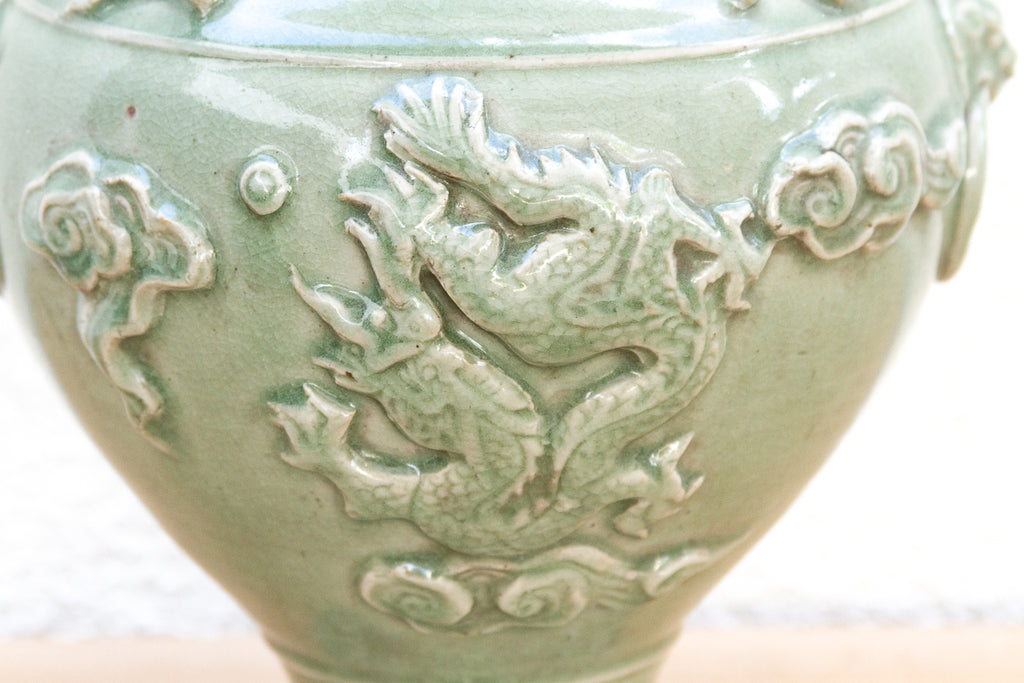 Celadon Dragon, Large Antique Chinese Imperial Jar