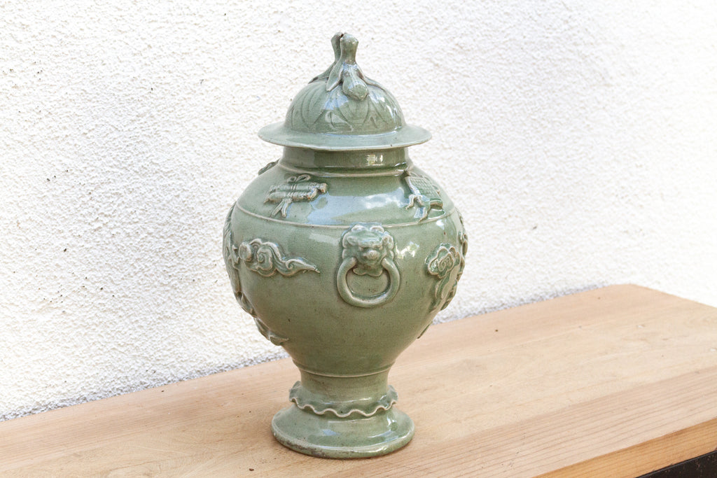 Celadon Dragon, Large Antique Chinese Imperial Jar