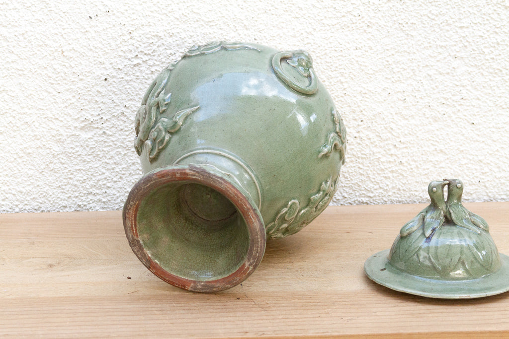 Celadon Dragon, Large Antique Chinese Imperial Jar