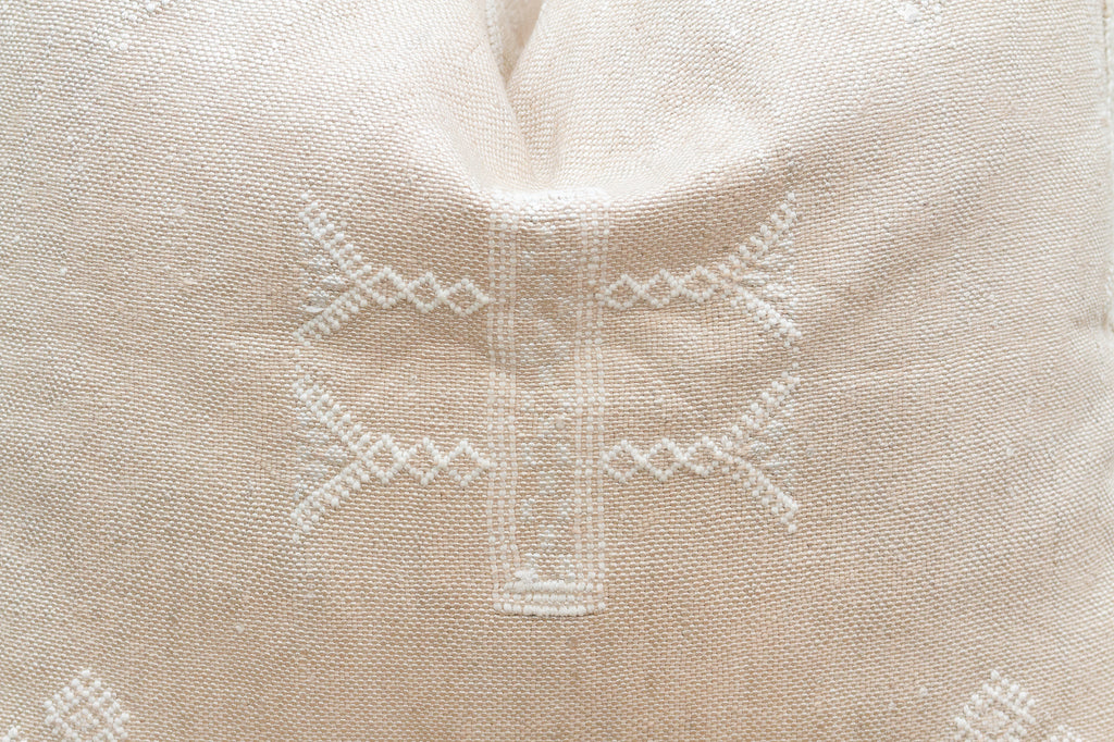 Pair of Large Alabaster Dune Silk Rug Pillows