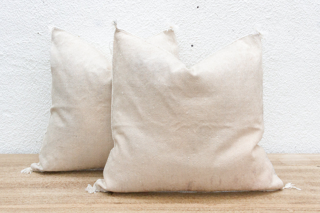 Pair of Large Alabaster Dune Silk Rug Pillows