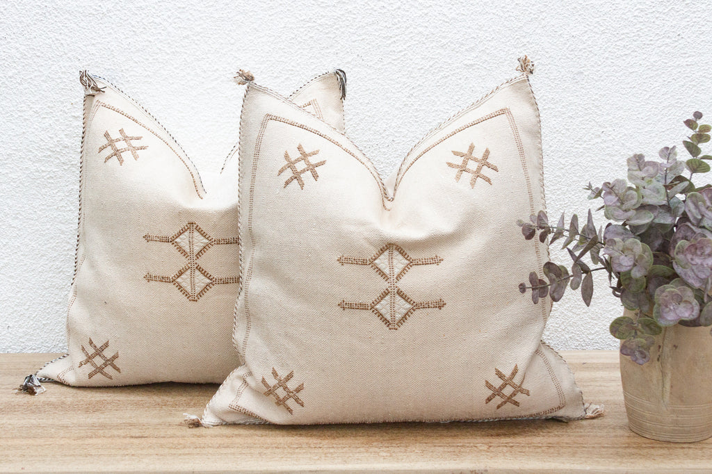 Pair of Large Oasis Medina Silk Rug Pillows