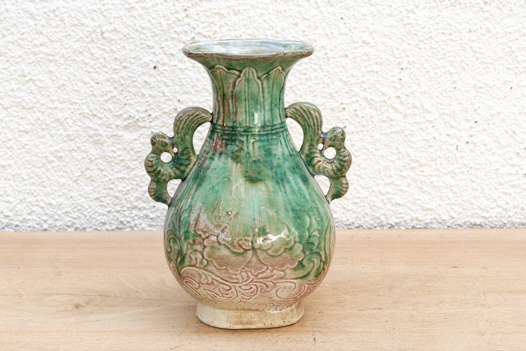 Antique Chinese Dragon Handle Ceremonial Vase