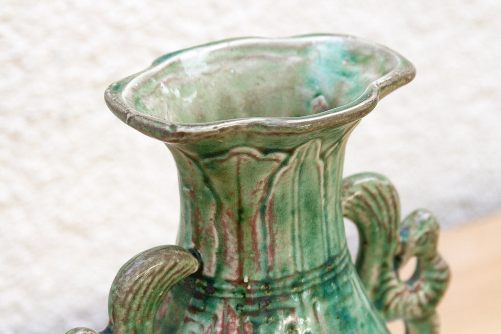 Antique Chinese Dragon Handle Ceremonial Vase