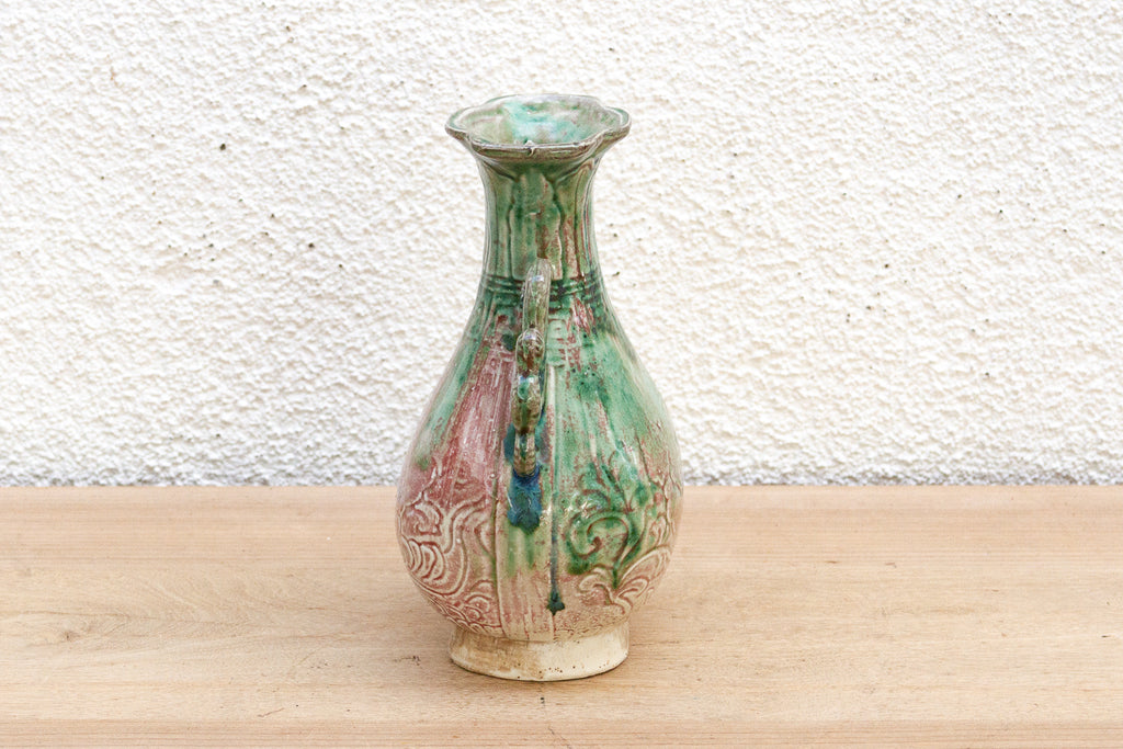 Antique Chinese Dragon Handle Ceremonial Vase