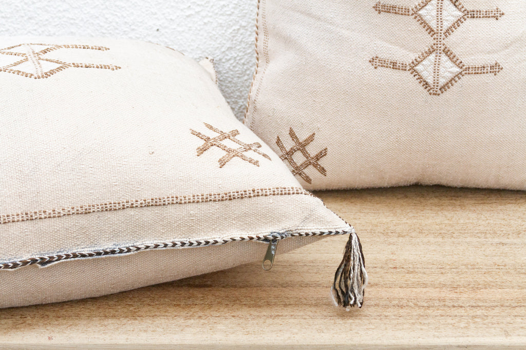 Pair of Amber Clay Large Silk Rug Pillows