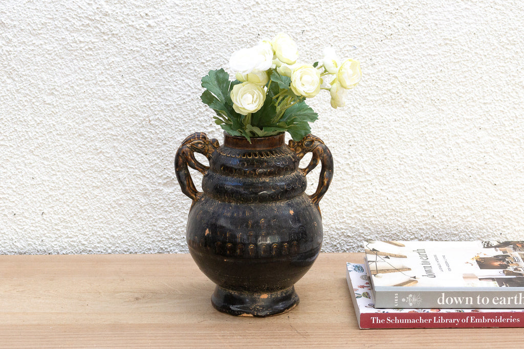 Antique Provincial Dragon Handled Pot