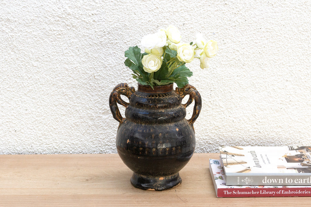 Antique Provincial Dragon Handled Pot