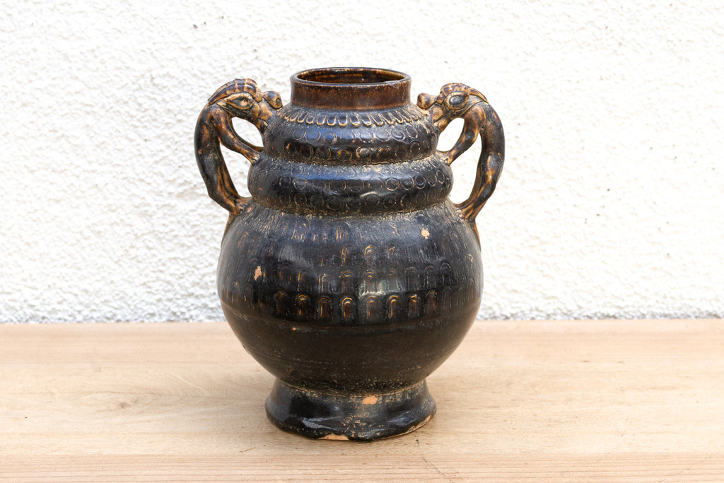 Antique Provincial Dragon Handled Pot