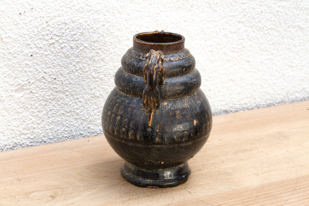 Antique Provincial Dragon Handled Pot