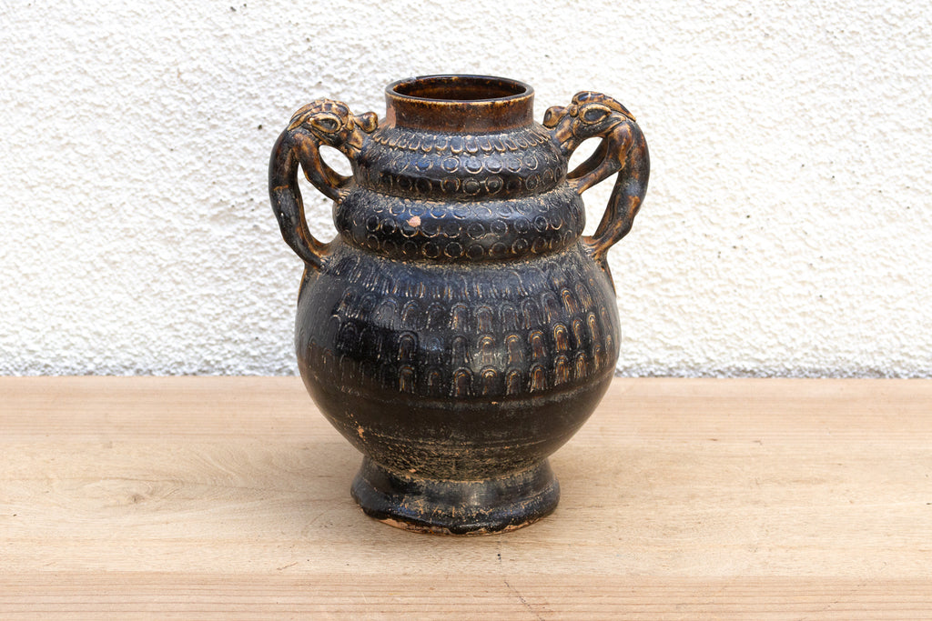 Antique Provincial Dragon Handled Pot