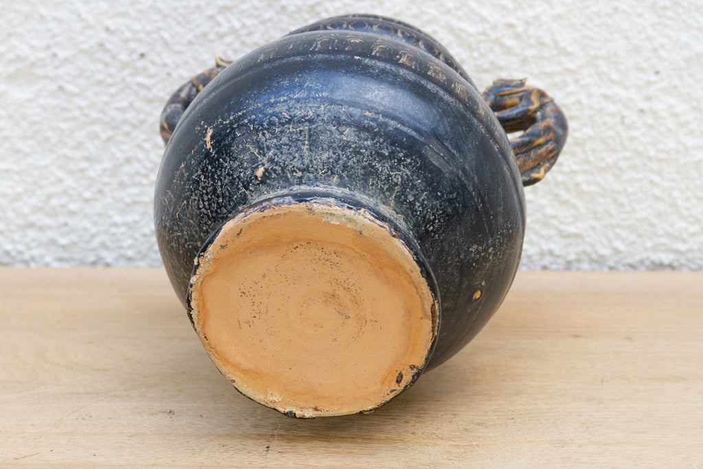 Antique Provincial Dragon Handled Pot