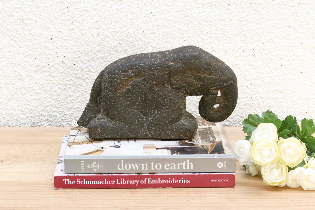 Antique Handcarved Stone Elephant Sculpture