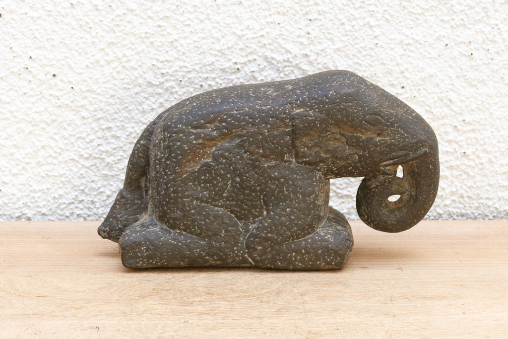 Antique Handcarved Stone Elephant Sculpture