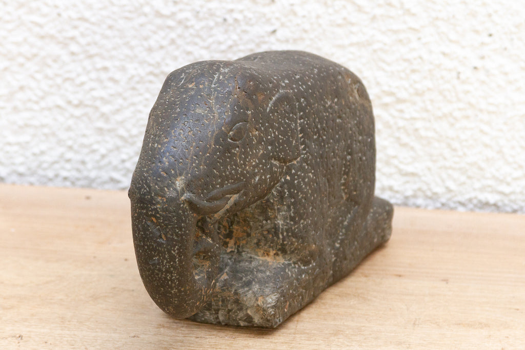 Antique Handcarved Stone Elephant Sculpture