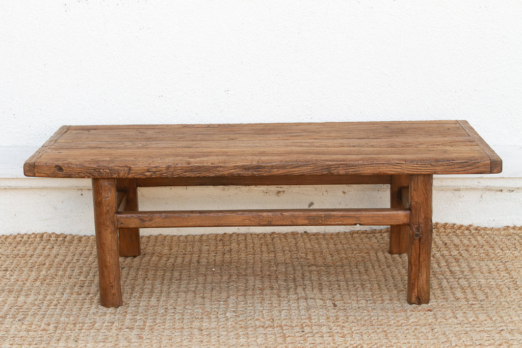 Rustic Warm Elm Stretcher Coffee Table