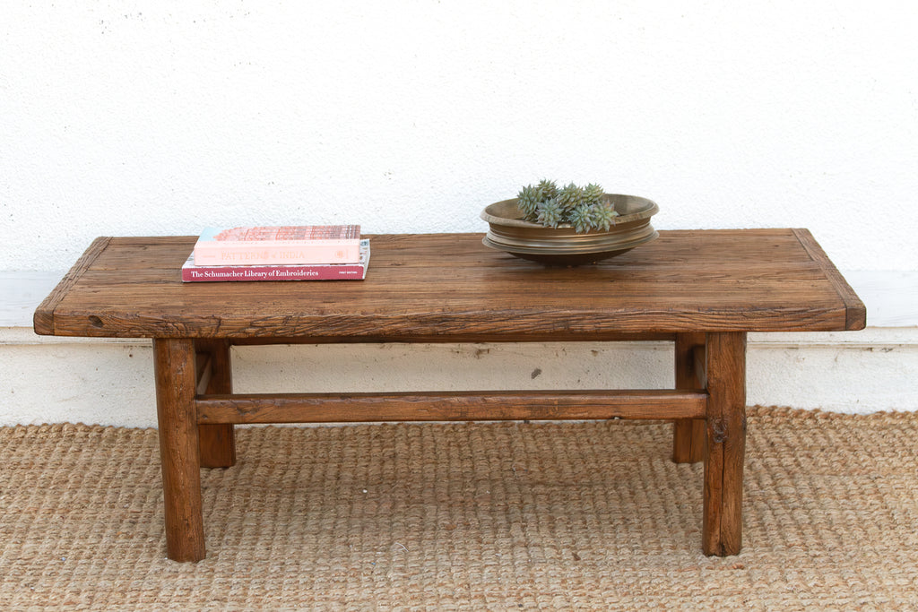 Rustic Warm Elm Stretcher Coffee Table