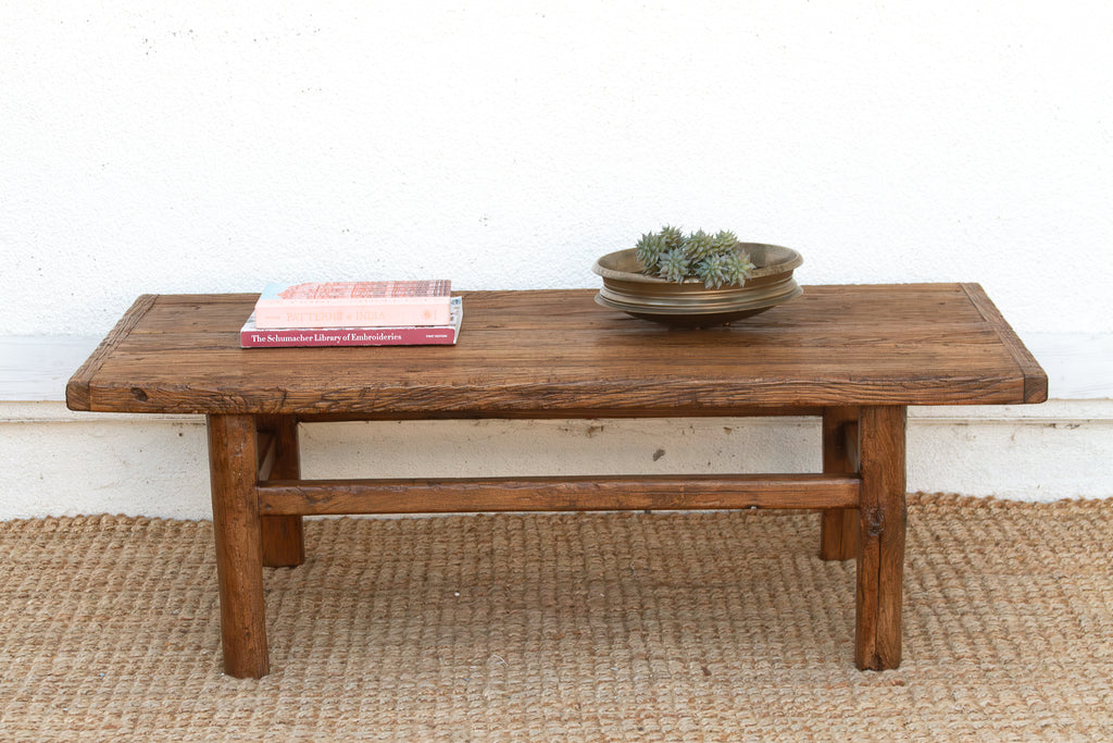 Rustic Warm Elm Stretcher Coffee Table